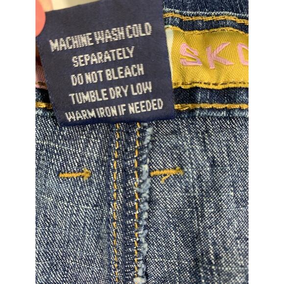 Old Skool Jeans Womens Plus Sz 22 Drawstring Side Bottom Blue‎ Denim Zip Pockets - Picture 4 of 14